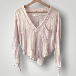 Free People • Light Pink Cropped Top with Wrist Ties